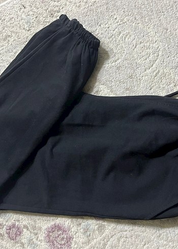 Siyah Kadın Rahat Kumaş eşofman altı - Görsel 2