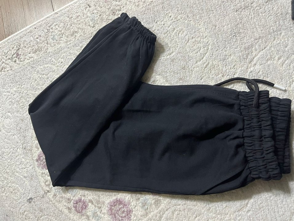 Siyah Kadın Rahat Kumaş eşofman altı - Görsel 2