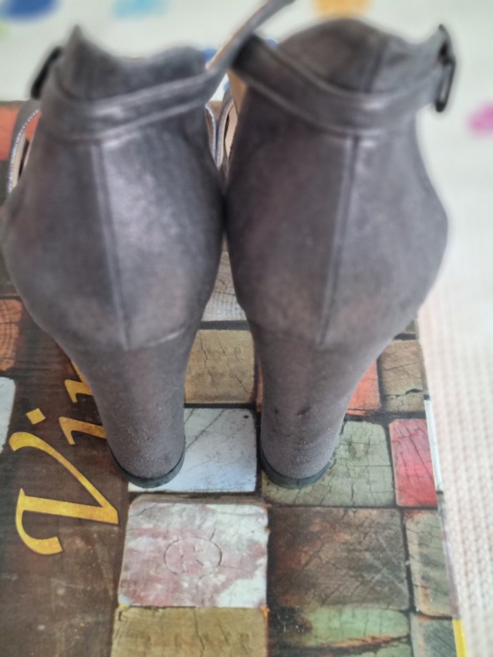 Gri simli Topuklu Kadın Ayakkabı - Görsel 2