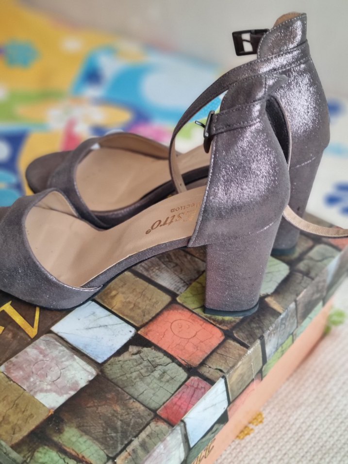 Gri simli Topuklu Kadın Ayakkabı - Görsel 4