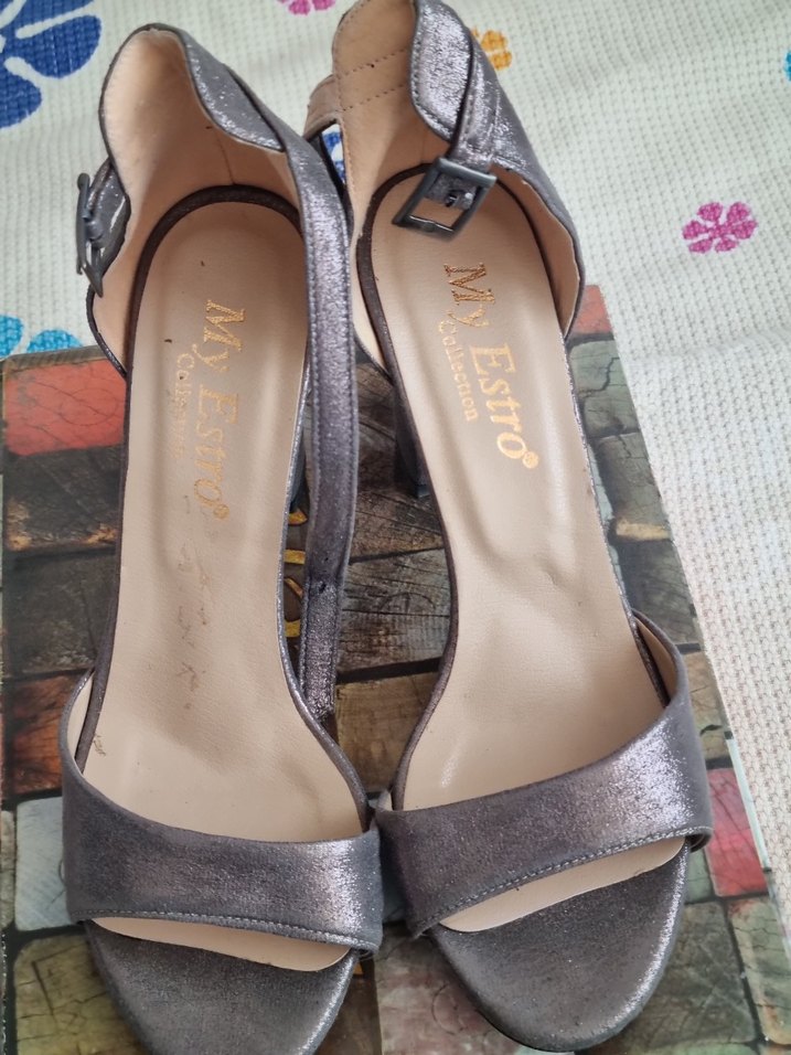 Gri simli Topuklu Kadın Ayakkabı - Görsel 5