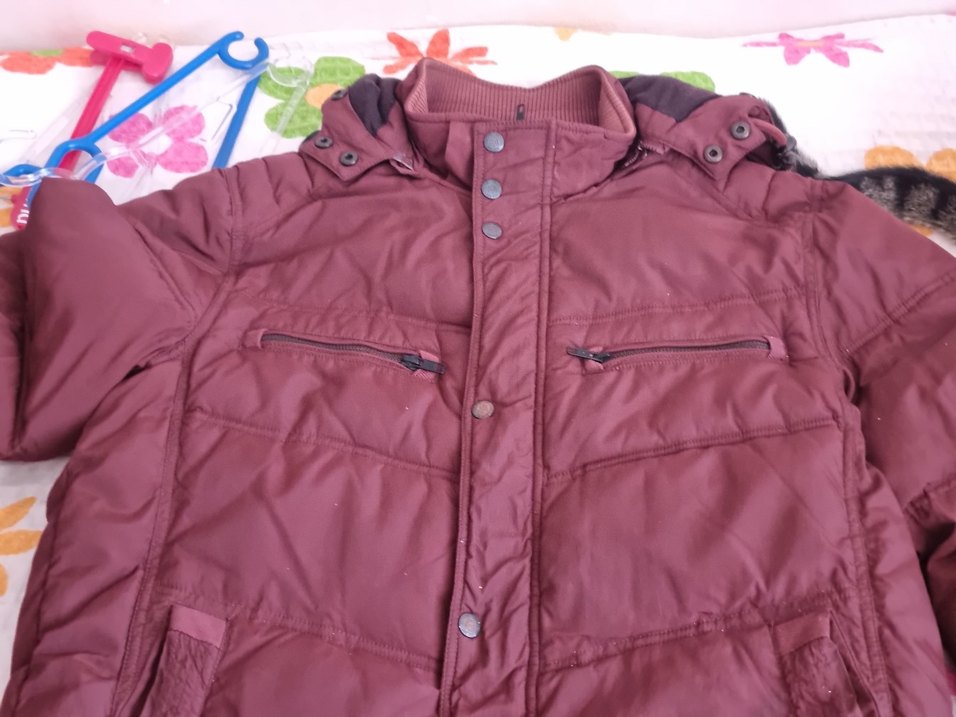 Bordo Erkek Fermuarlı Kaban - Görsel 2