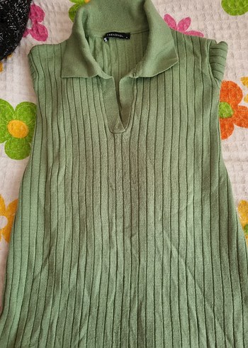 Yeşil V Yakalı Uzun Kollu Triko Kazak - Görsel 5