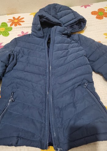 Fermuarlı Lacivert Midi Kadın Kışlık Mont - Görsel 3