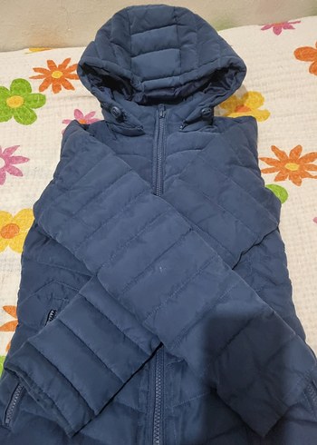 Fermuarlı Lacivert Midi Kadın Kışlık Mont - Görsel 4