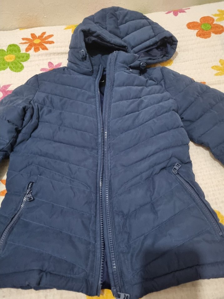 Fermuarlı Lacivert Midi Kadın Kışlık Mont - Görsel 3