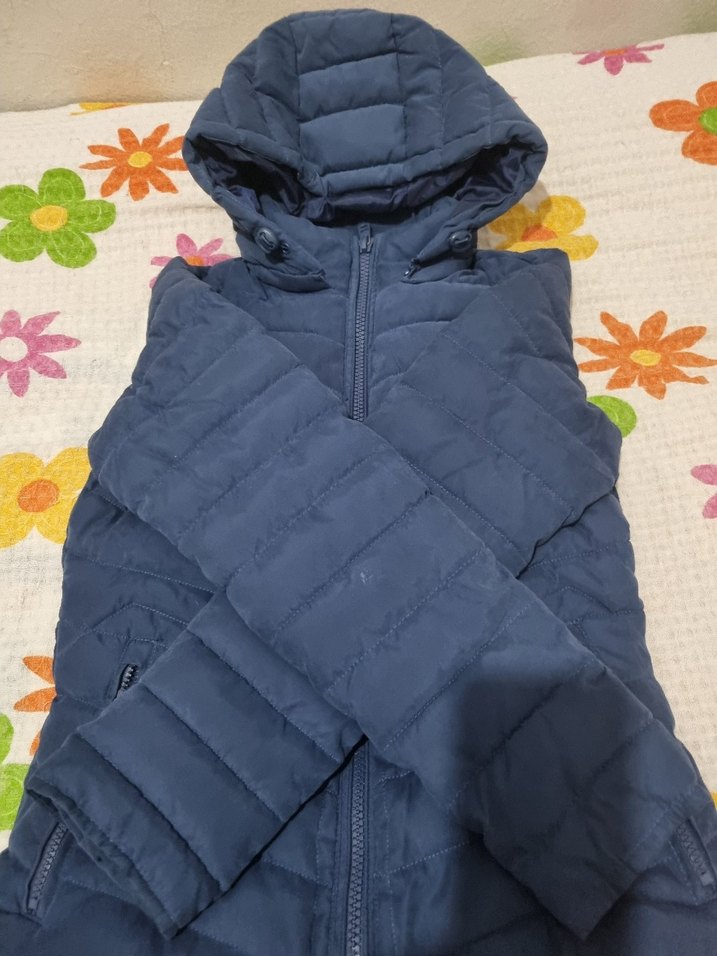 Fermuarlı Lacivert Midi Kadın Kışlık Mont - Görsel 4