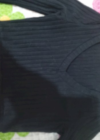 Siyah V Yaka Uzun Kollu Kadın Bluz - Görsel 3