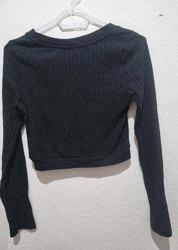 Siyah V Yaka Uzun Kollu Kadın Bluz - Görsel 2