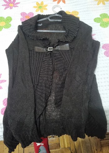 Siyah Örgü Kadın Hırka Notched Yaka - Görsel 3