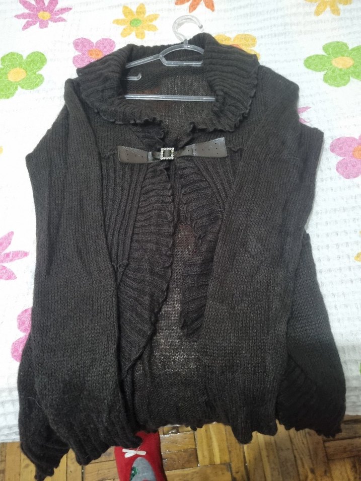 Siyah Örgü Kadın Hırka Notched Yaka - Görsel 3