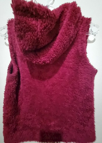 Kadın Bordo Peluş Kolsuz Yelek - Görsel 2