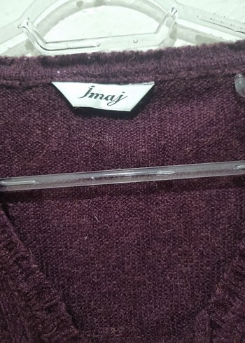 Mor V Yaka Örgü Kadın Kazak - Görsel 5