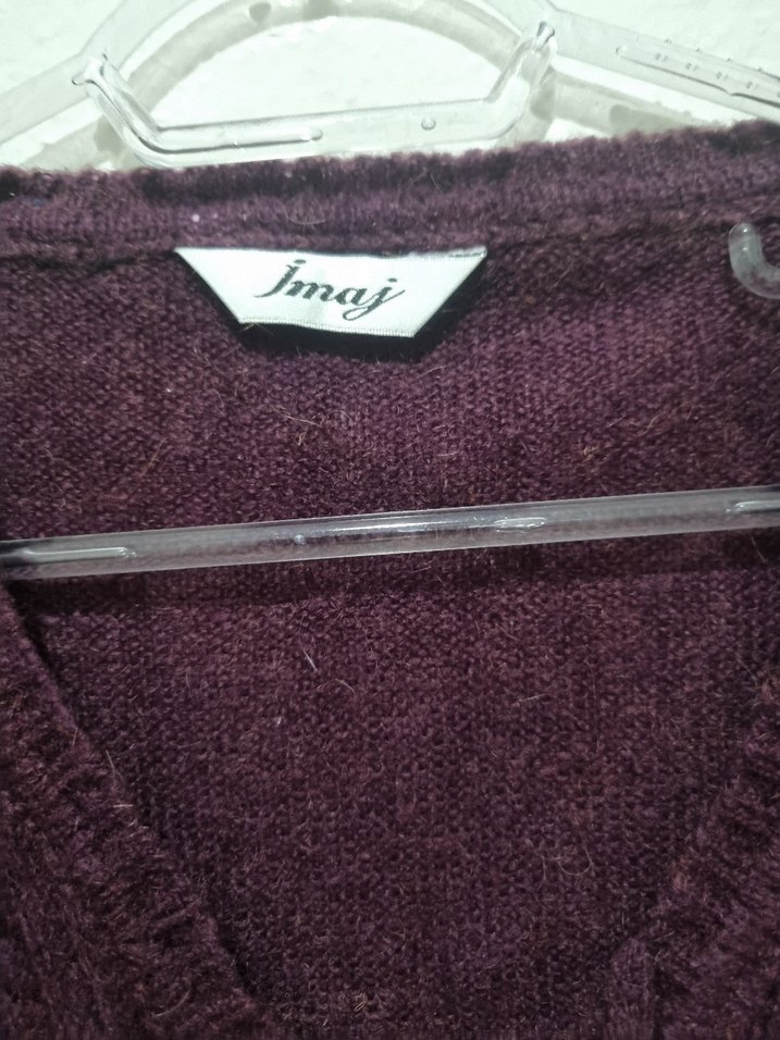 Mor V Yaka Örgü Kadın Kazak - Görsel 5