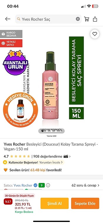  Beden Renk Yves rocher