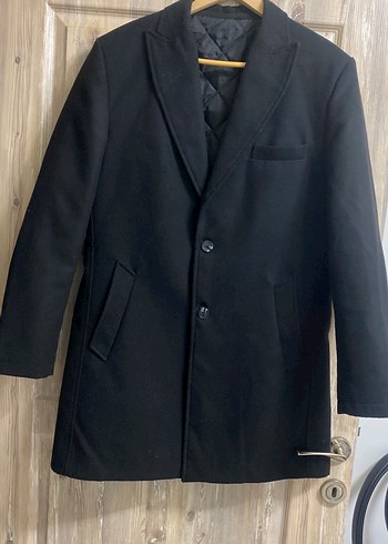 Siyah kaşe Erkek Kaban, Düğmeli, Ofis Stili - Görsel 2