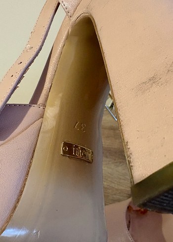 Bej Deri Platform Topuklu Kadın Ayakkabı - Görsel 4