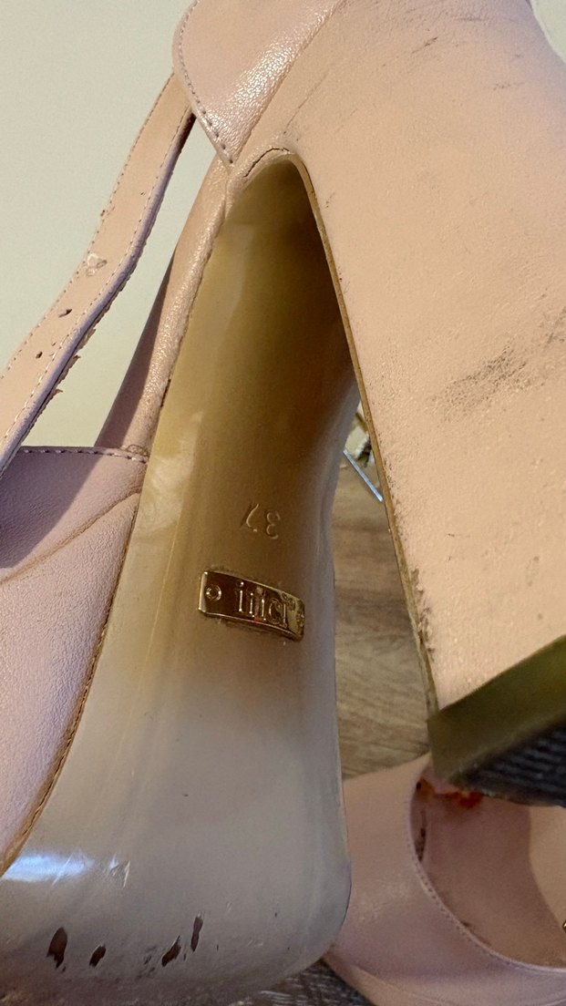 Bej Deri Platform Topuklu Kadın Ayakkabı - Görsel 4