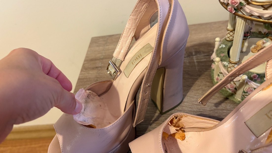 Bej Deri Platform Topuklu Kadın Ayakkabı - Görsel 3