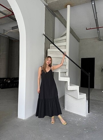 Zara Ayarlanabilir askılı poplin elbise