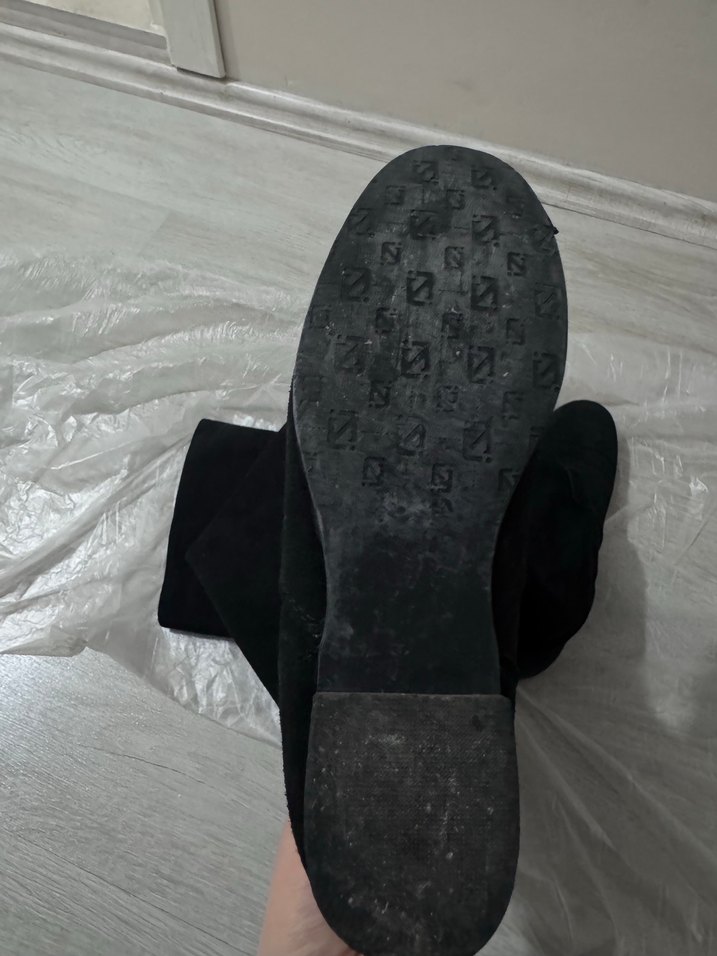 İnci Siyah Süet İnce Topuklu Diz Boyu Kadın Çizme - Görsel 5