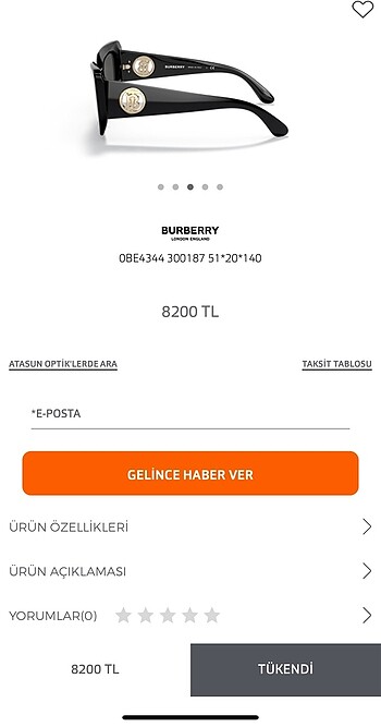 Burberry BURBERRY GÖZLÜK