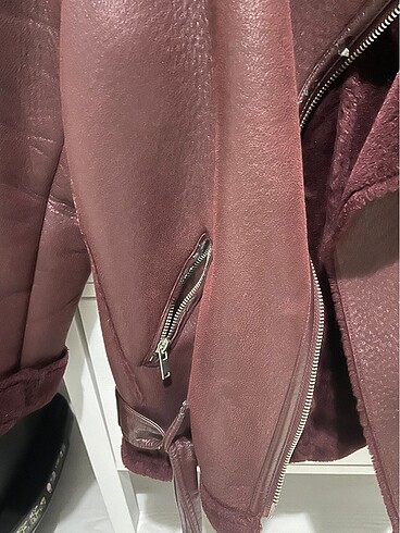 s Beden bordo Renk Zara biker mont