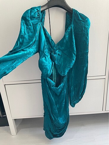 BSL FASHION Bsl saten jakarlı elbise