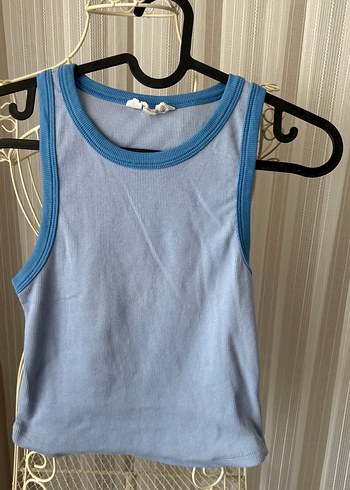 Bershka Mavi Pamuklu Kolsuz Atlet