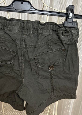 Kemerli haki keten çocuk Mini Şort - Görsel 5