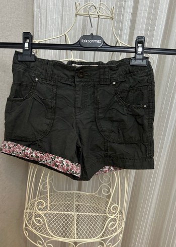 Kemerli haki keten çocuk Mini Şort - Görsel 2