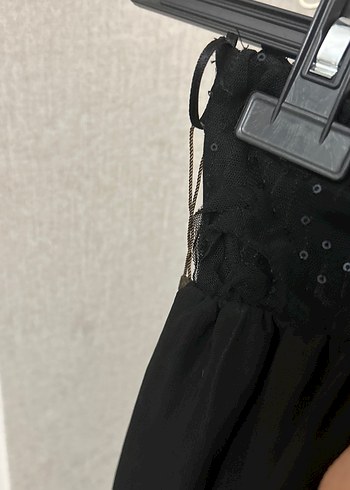 Siyah Uzun Drapeli Straptez Kadın elbise - Görsel 3