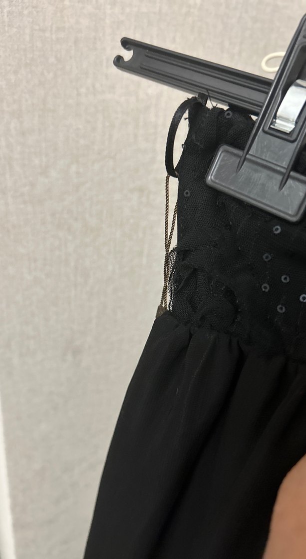 Siyah Uzun Drapeli Straptez Kadın elbise - Görsel 3