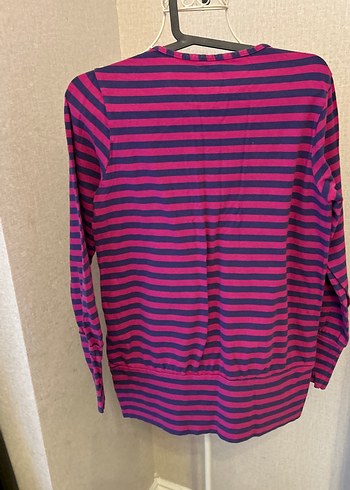 Mor Çizgili Uzun Kollu Kız Tişörtü - Görsel 3