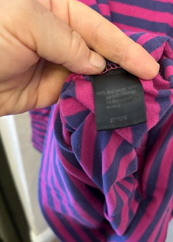 Mor Çizgili Uzun Kollu Kız Tişörtü - Görsel 4