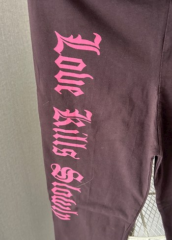 Kız Çocuk Mor Baskılı Dar Paça Tayt - Görsel 4