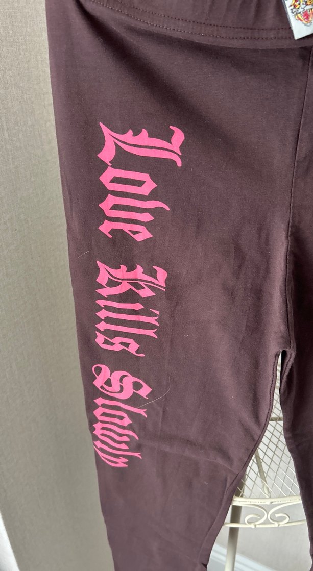 Kız Çocuk Mor Baskılı Dar Paça Tayt - Görsel 4