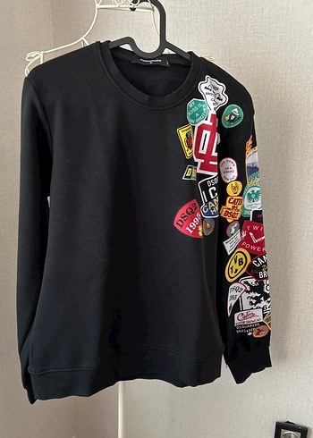 Siyah Baskılı Kadın Sweatshirt