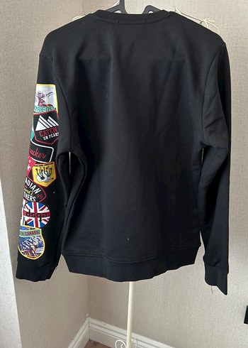 m Beden Siyah Baskılı Kadın Sweatshirt