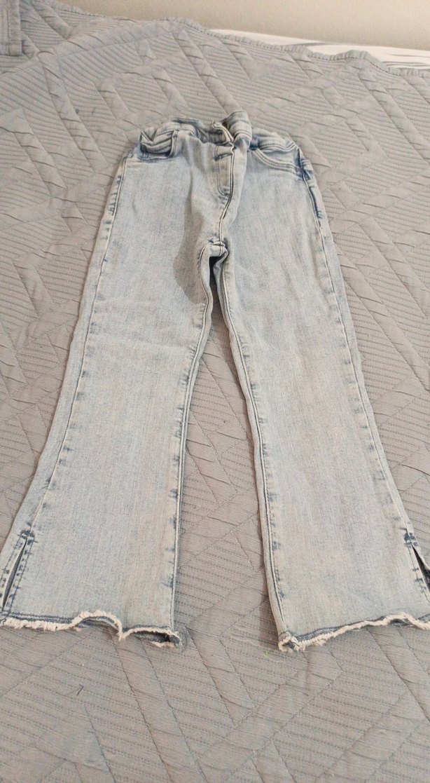 Kiz cocukBej Denim Midi Boy Kot Pantolon - Görsel 2