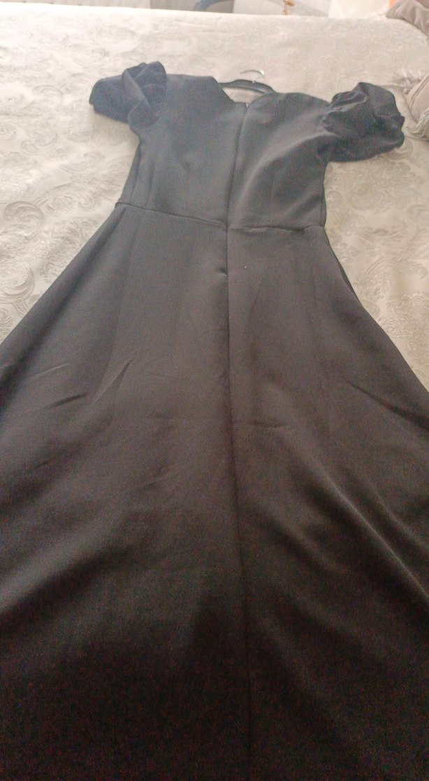 Siyah Uzun V Yaka Gotik Elbise - Görsel 2