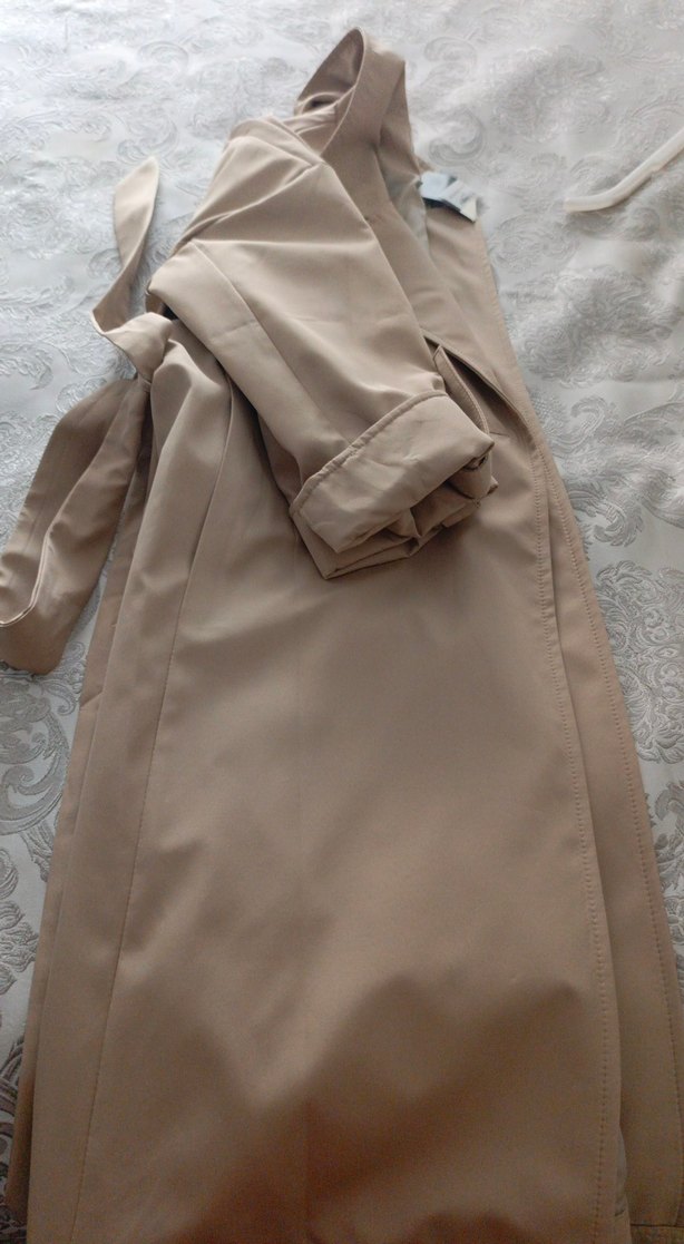 Bej Kadın Midi Trençkot Düğmeli - Görsel 2