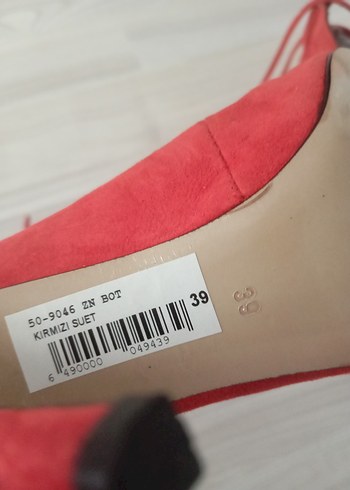 39 Beden Kırmızı Süet Stiletto Topuklu Kadın Ayakkabı