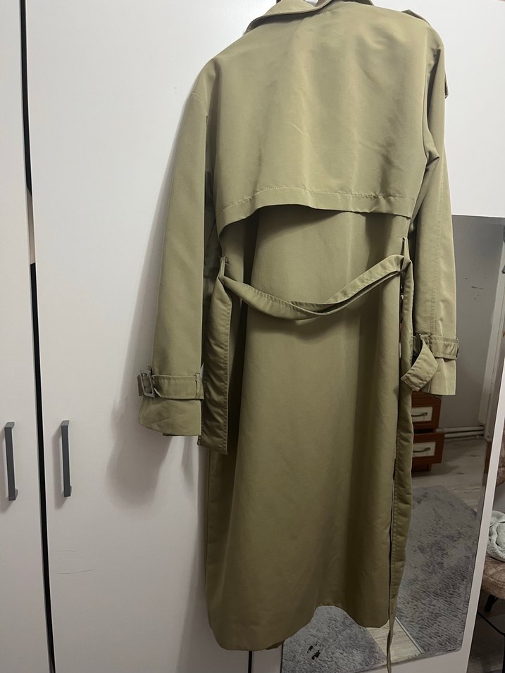 Haki Uzun Kadın Trençkot - Görsel 3