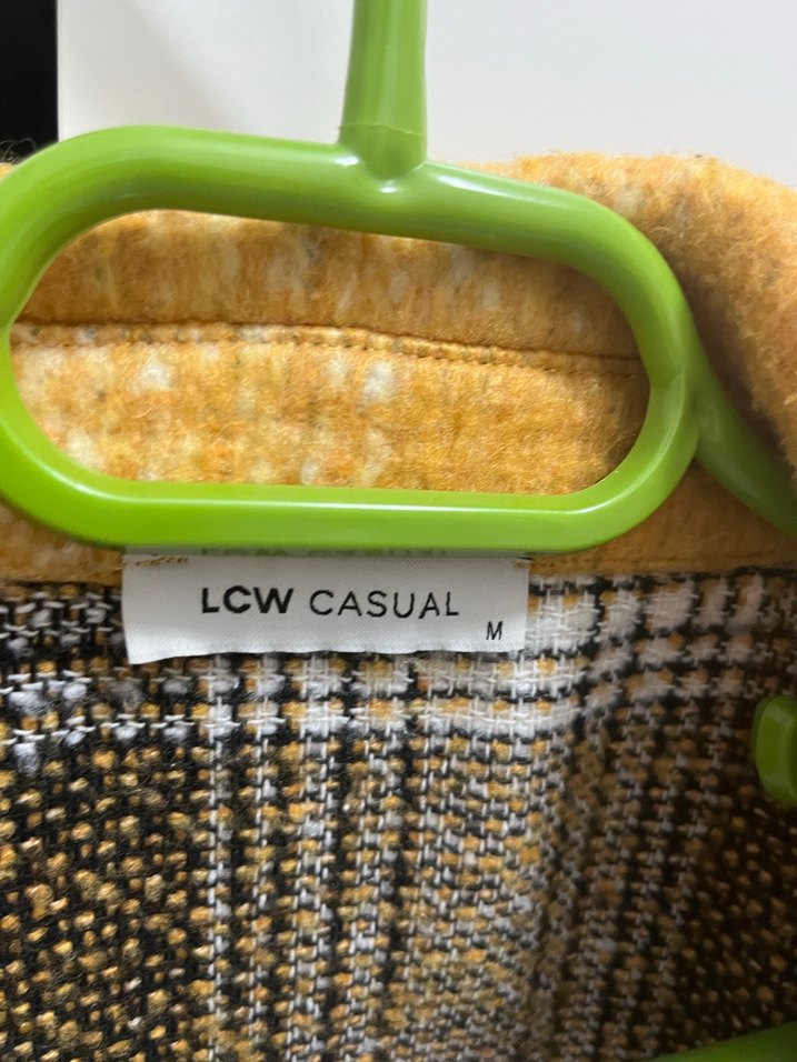 Sarı Kareli  Düğmeli Kadın ceket - Görsel 3