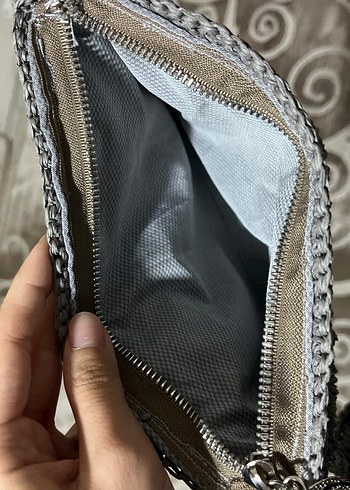 Gri Örgü Kadın Portföy Çanta - Görsel 3