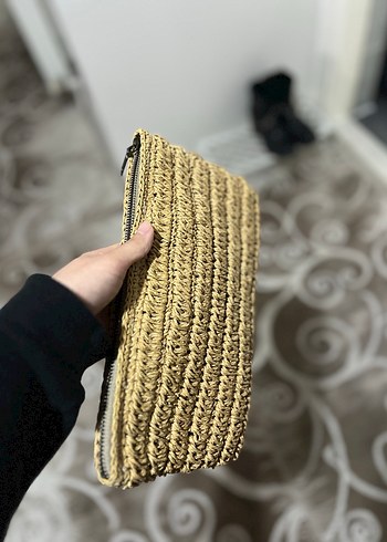 Gri Örgü Kadın Portföy Çanta - Görsel 4