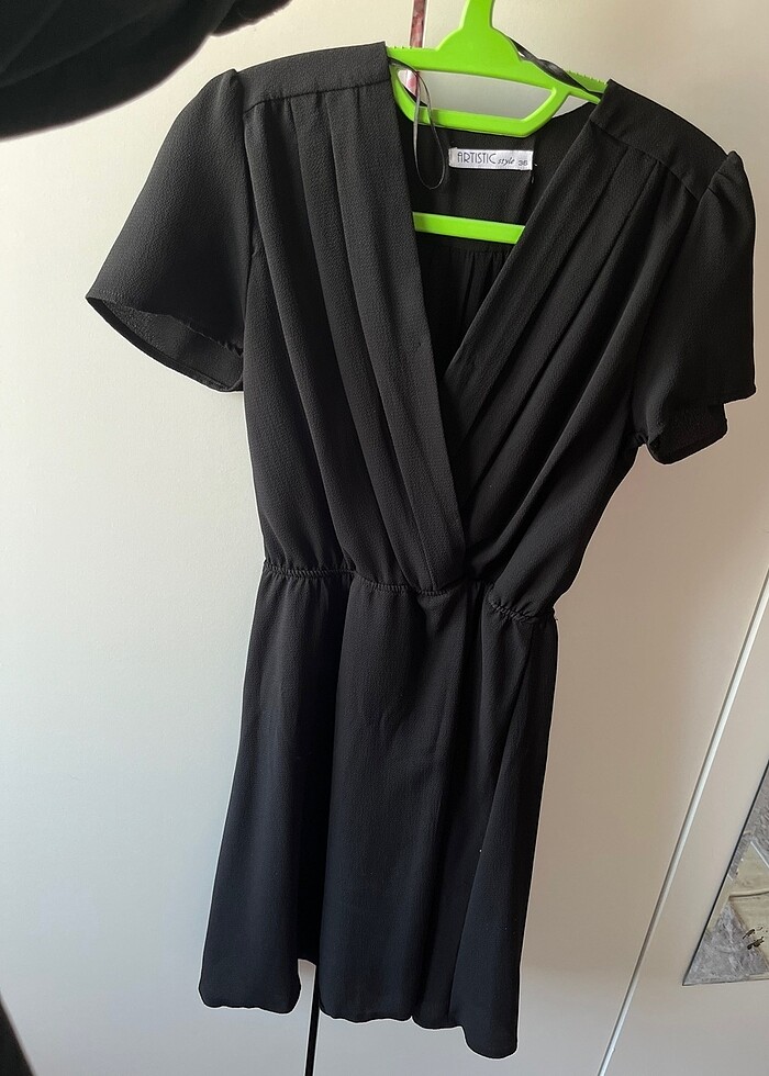 Siyah kısa kollu elbise - Görsel 2