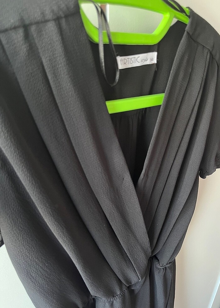 Siyah kısa kollu elbise - Görsel 3