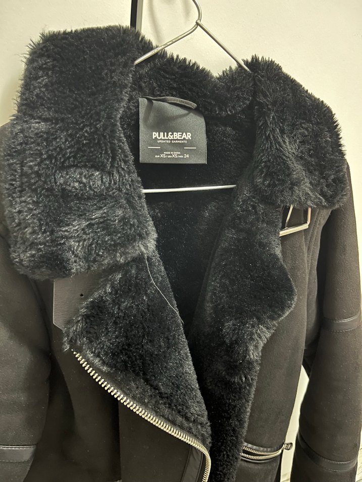 Siyah Süet Kürklü Biker Kadın mont - Görsel 2